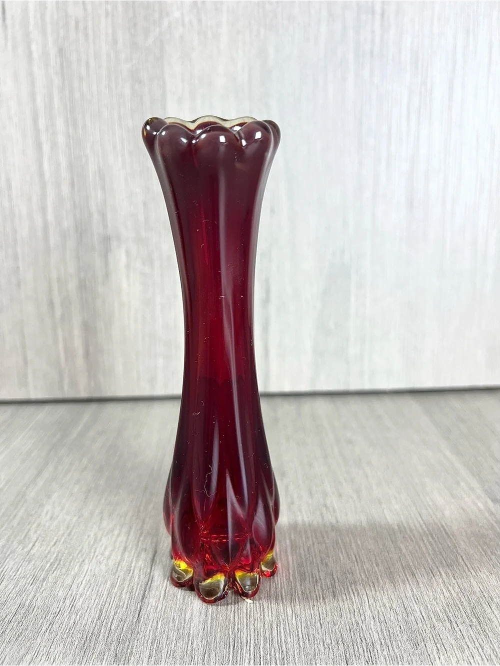 Fostoria Ruby Red Swung Glass Vase 7